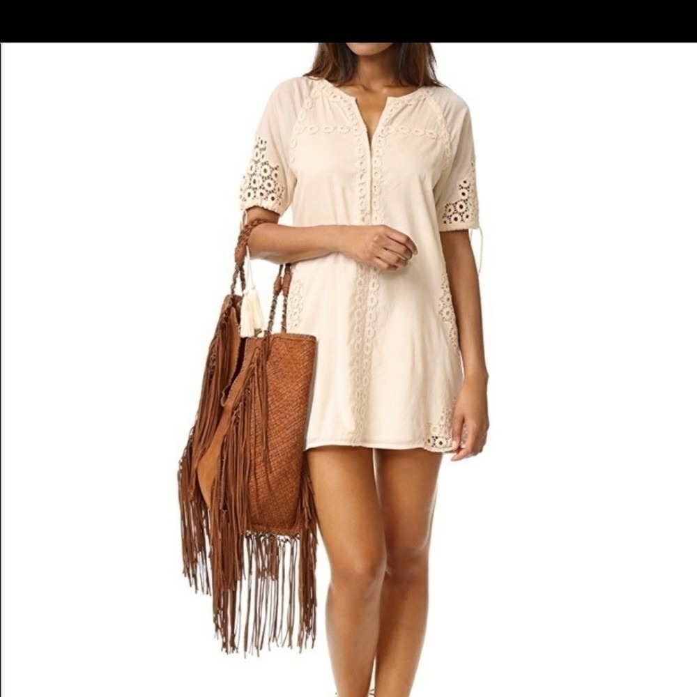 Tularosa Bobbie Tunic Dress Natural Cream Crochet Lace Eyelet TR16D238 S